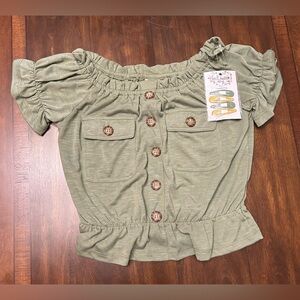 Belle Du Jour Olive Green Kids Blouse